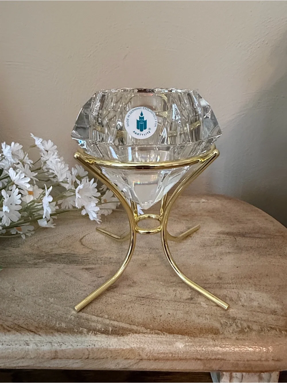 PARTYLITE Crystal VOTIVE Holder On Gold Stand - NWT!